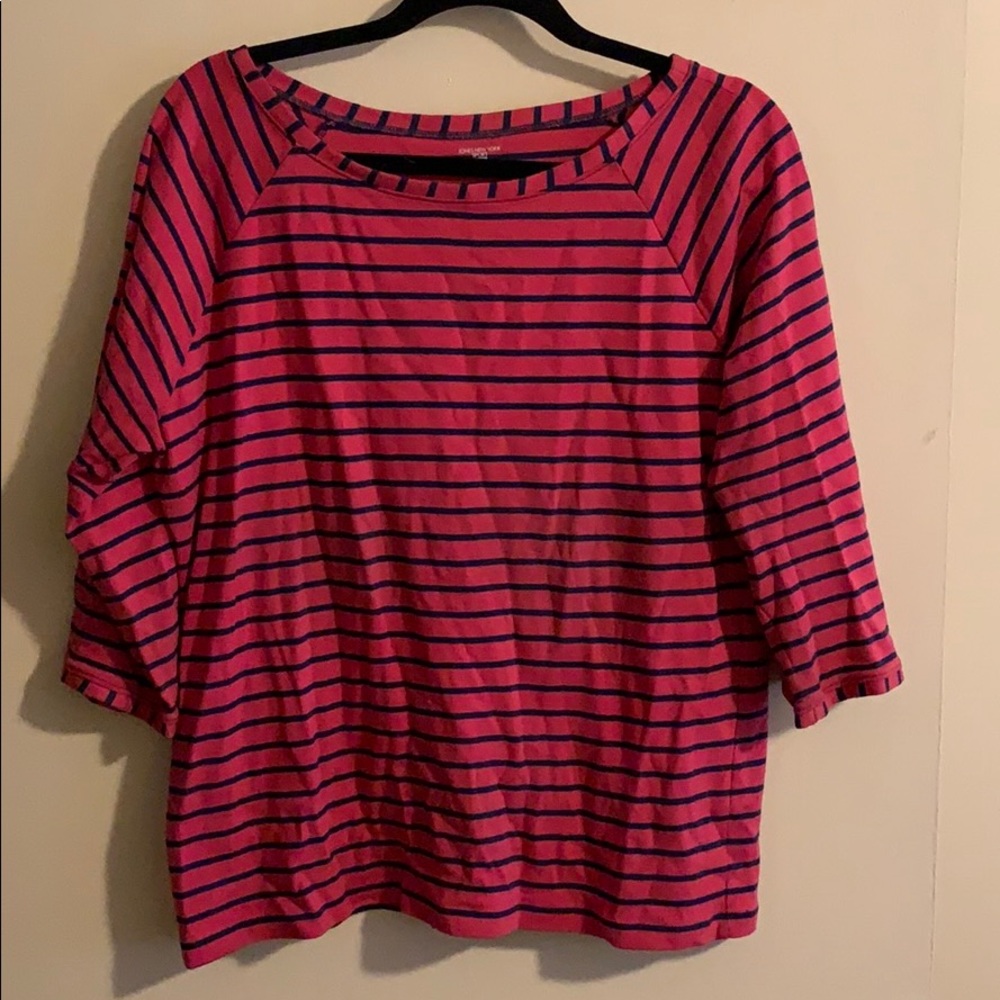 Jones New York 3/4 Sleeve Striped T-shirt
